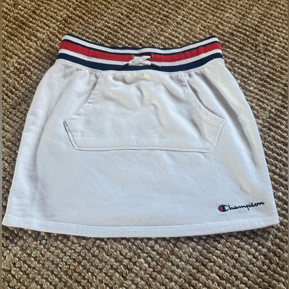 Champion White Mini Skirt with Red & Navy Waistband